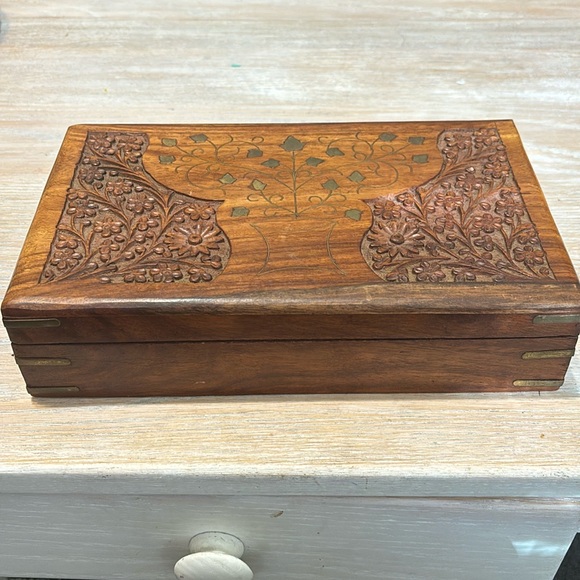 Vintage Wood Carved Jewelry Box - Picture 1 of 4